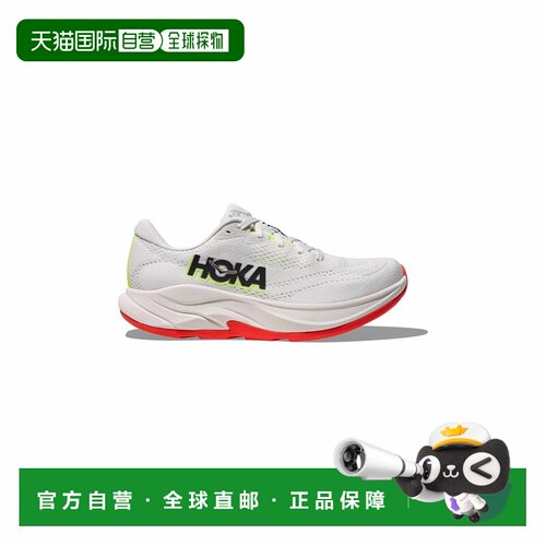 自营欧洲直邮Hoka Rincon 4女士霜色/霓虹柚子色提花网眼跑鞋