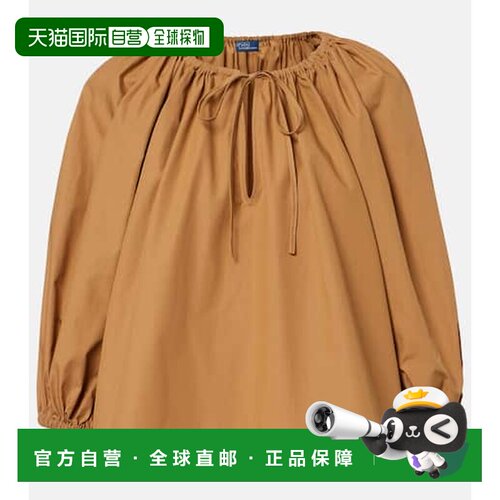 香港直邮Polo Ralph Lauren Polo 拉夫 劳伦 女士 褶皱棉府绸衫 2