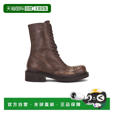 1h可退 香港直邮Miu Miu 缪缪 女士 简短军靴 5U316E brown棕色