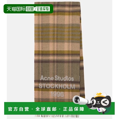1h可退 香港直邮Acne Studios 艾克妮 女士 徽标格纹羊毛围巾