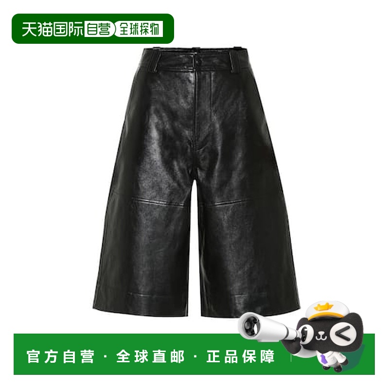 1h可退 香港直邮GANNI 甘尼 女士 皮革短裤 black黑色 舒适时尚