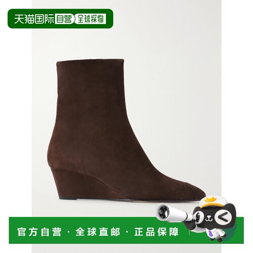 香港直邮aeyde 女士 Mia 55 鞋头坡跟绒面革短靴 A11AB0737009003