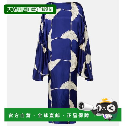 香港直邮KHAITE 女士 Zelma 印花长款连衣裙 blue蓝支付后1h可退
