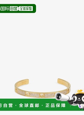 欧洲直邮Fendi F is Fend雕刻细节 金色手链自然水晶装饰手镯