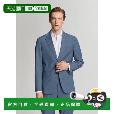 自营欧洲直邮MANGO Milán男士靛蓝色聚酯纤维修身西服
