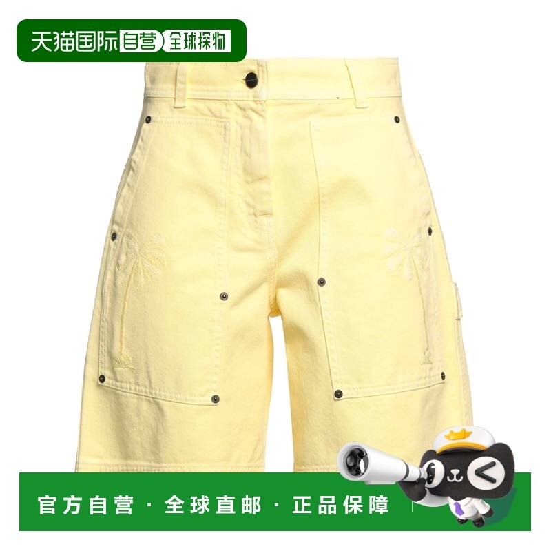 1h可退 香港直邮Palm Angels 棕榈天使 女士 牛仔短裤 yellow黄色,女装/女士精品,牛仔裤,淘宝优惠券,粉丝福利购,淘宝优惠卷