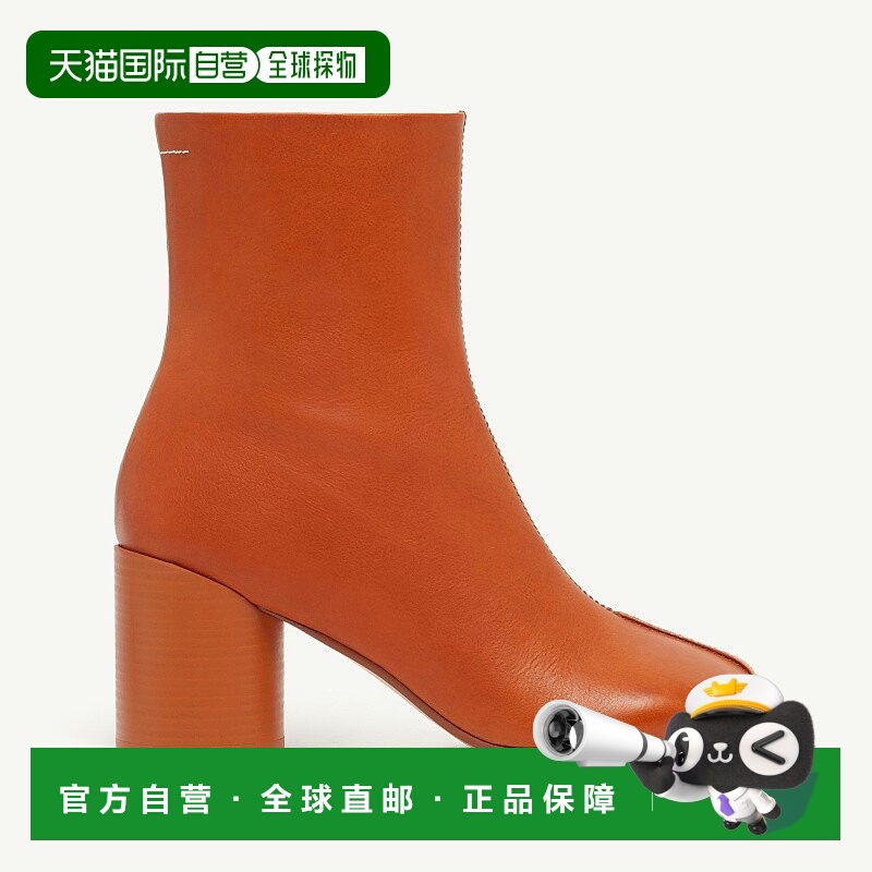自营欧洲直邮Maison Margiela MM6 女士牛皮棕红色中筒靴靴子女靴