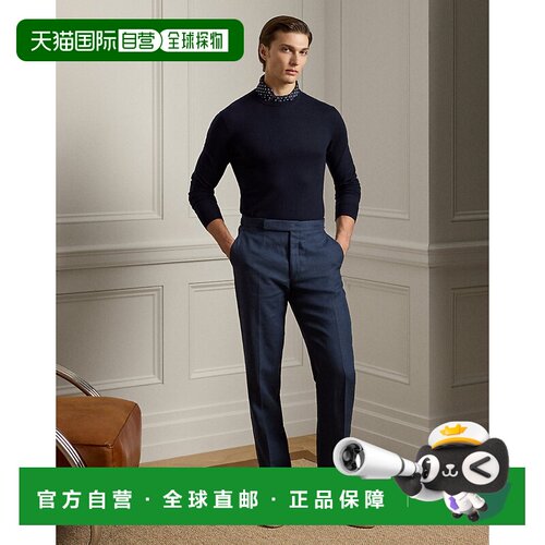 自营欧洲直邮Ralph Lauren拉夫劳伦 男士海军蓝亚麻手工 Gregory
