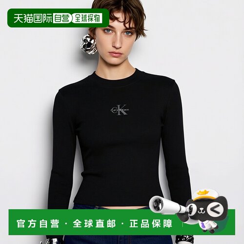 欧洲直邮Calvin Klein Jeans  女装 长袖T恤衫 冬天 黑色 LS MONO