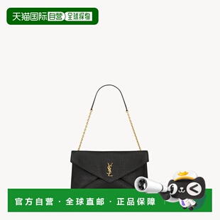 自营欧洲直邮YSL圣罗兰 Cassandre女士黑色羊羔皮链条手拿包