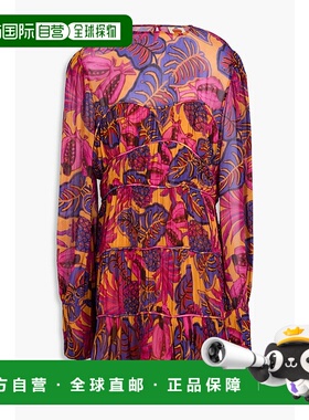 香港直邮FARM RIO 女士 褶裥印花薄纱迷你连衣裙 312362FRUITDREA