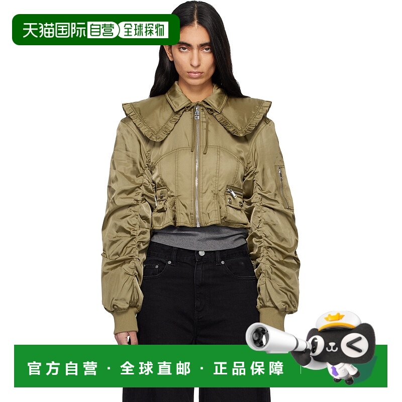 香港直邮GANNI 甘尼 女士 卡其色 Duchesse Nylon Fitted 夹克