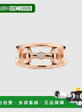 自营欧洲直邮Gucci古驰女士18k玫瑰金大号 18K 钻石戒指（带马衔