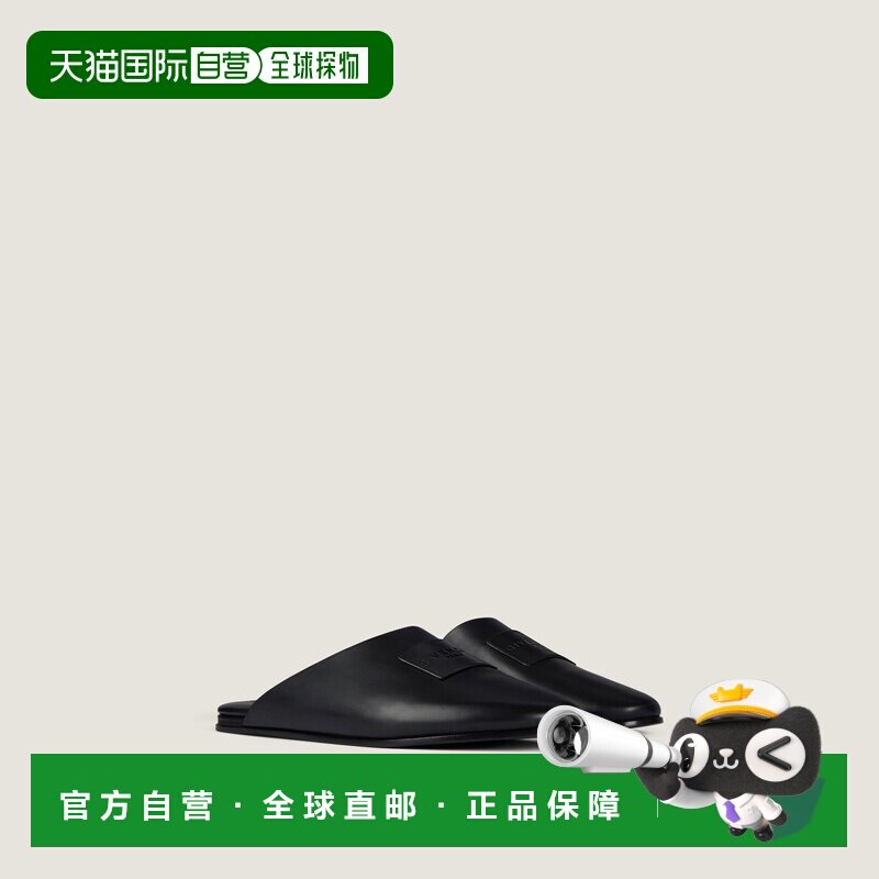 自营欧洲直邮Givenchy纪梵希 Label女士黑色纳帕皮革平底拖鞋凉拖