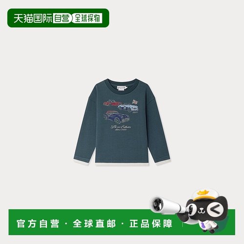 欧洲直邮Bonpoint小樱桃 Bartholome男童绿色印花汽车有机棉T恤
