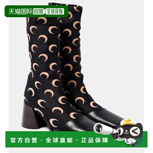 1h可退 香港直邮Marine Serre 女士 sock 印花皮革边靴子 003716