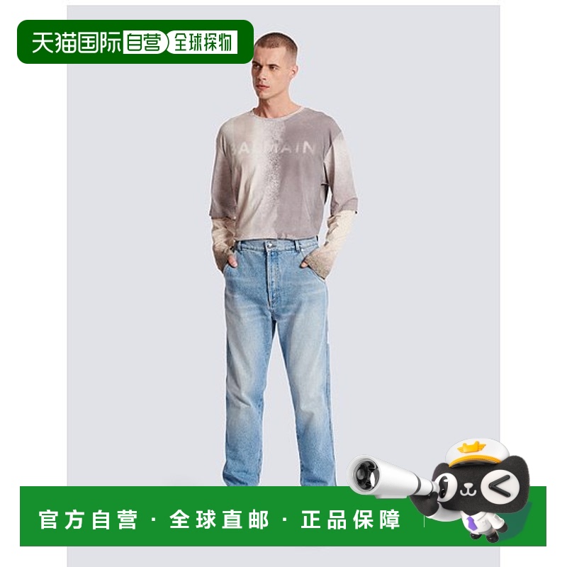 香港直邮Balmain 棉质牛仔裤 AH1MM000DD09直筒直筒裤