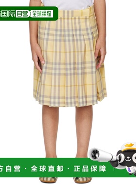香港直邮Burberry 巴宝莉 男童 黄色 Check Wool Kilt 儿童半身裙