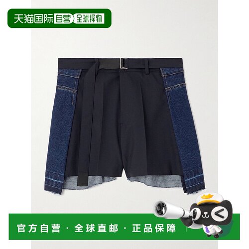1h可退 香港直邮Sacai 女士 拼接牛仔短裤 2507828 blue蓝色 舒适