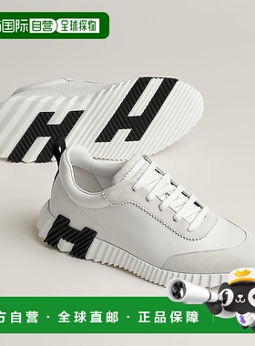 自营1h可退 欧洲直邮Hermes/爱马仕 男士白色小牛皮/山羊皮休闲运