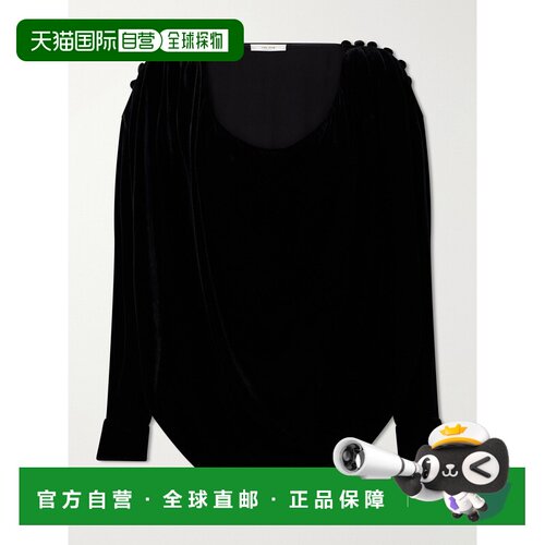 香港直邮The Row 女士 褶皱纽扣装饰天鹅绒衫 11129W419