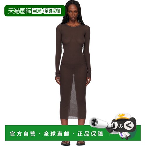 香港直邮rick owens 瑞克 欧文斯 女士 棕色 Temple Rib LS 连衣