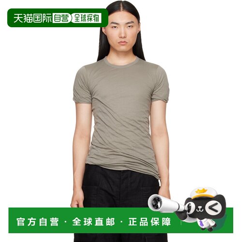 香港直邮rick owens 瑞克 欧文斯 男士 灰褐色 Tower Double T恤