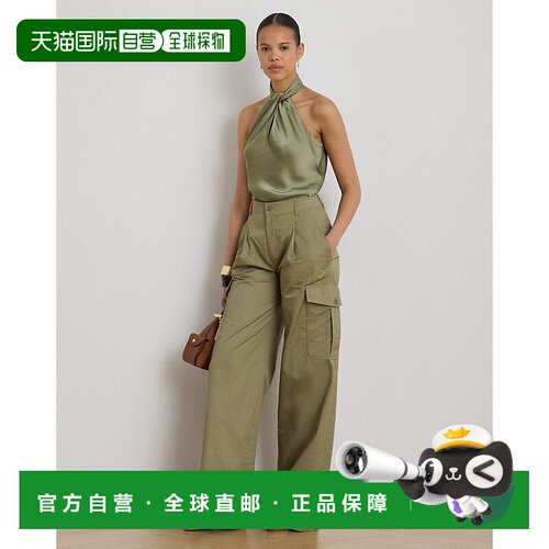 自营欧洲直邮Ralph Lauren拉夫劳伦 女士浅绿色棉质阔腿工装裤