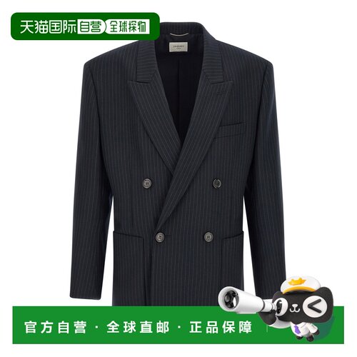 香港直邮Saint Laurent 圣罗兰 男士 double-breasted... 细条纹
