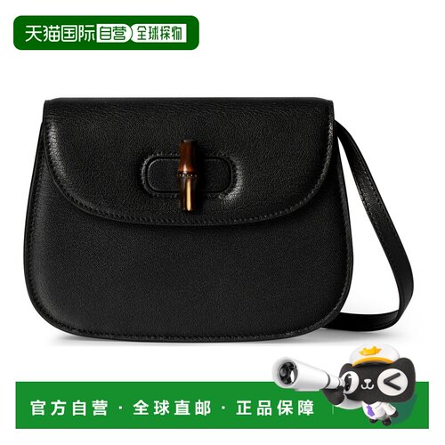 自营欧洲直邮GUCCI古驰 Bamboo女士皮革单肩包手提包卡包黑色迷你
