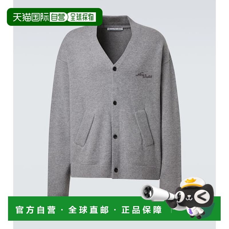 1h可退 香港直邮Acne Studios 艾克妮 男士 徽标羊毛牦牛针织开衫
