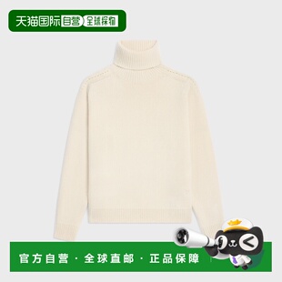 自营欧洲直邮CELINE思琳 女士米白色羊绒高领毛衣