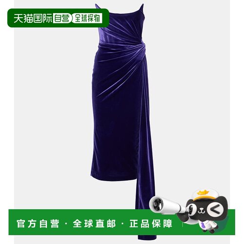 1h可退 香港直邮ALEX PERRY 女士 垂褶天鹅绒束腰礼服 purple紫色