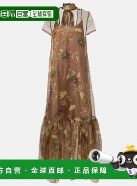 香港直邮Staud 女士 Calluna 欧根纱长款花朵连衣裙长裙