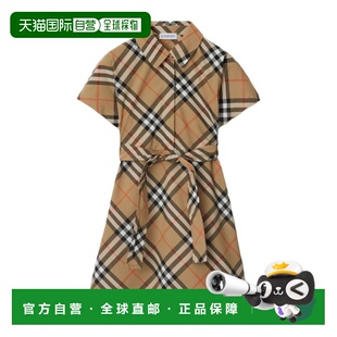 香港直邮Burberry 格纹棉质衬衫式连衣裙 80905381