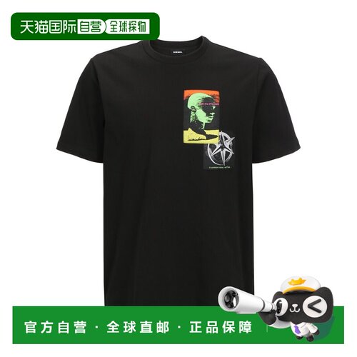1h可退 香港直邮DIESEL 男士T恤 00SASB0TAXKT9XX SS2020 黑色 男