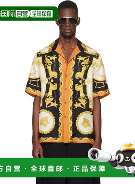 香港直邮versace 范思哲 男士 黄色 & 黑色 Printed Silk Twill R