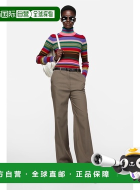 自营欧洲直邮Acnes Studios 女士红色/紫色羊毛条纹高领针织衫