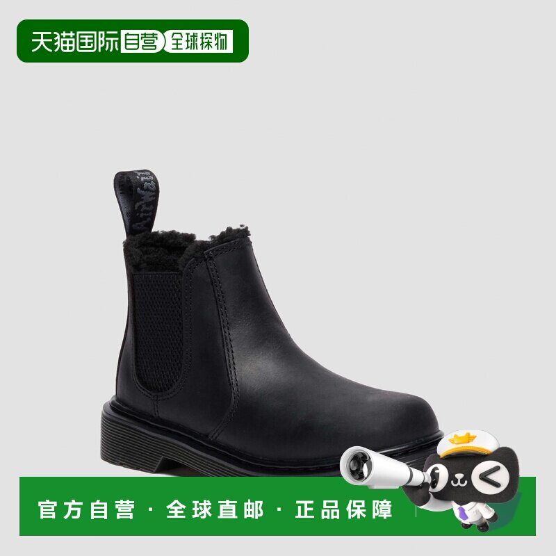 欧洲直邮DrMartens马丁大夫 2976 Leonore儿童黑色加绒切尔西靴