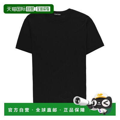 香港直邮Tom Ford 汤姆 福特 男士 黑色棉质T恤衬衫 JCS004JMT012