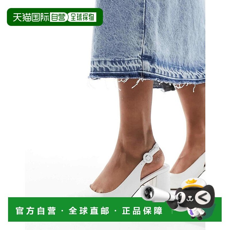 香港直邮ASOS 女士 Sutton 设计露跟鳄鱼纹中跟鞋(白色)