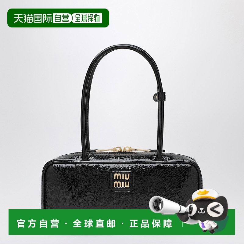 1小时内可退 香港直邮Miu Miu 缪缪 女士 Beau 黑色漆皮包包(napl