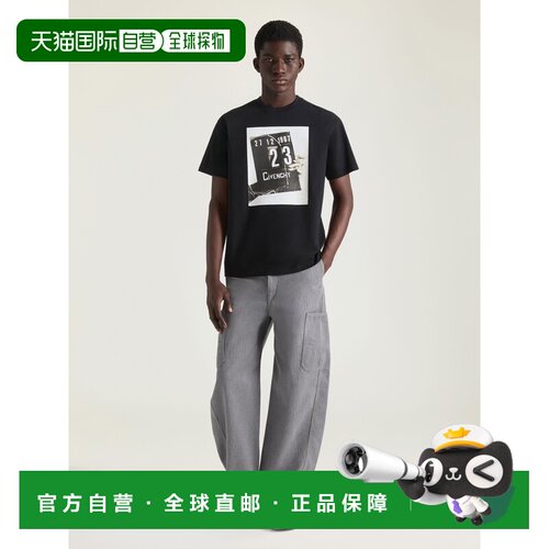自营欧洲直邮Givenchy纪梵希 Clapperboard男士黑色棉质印花T恤