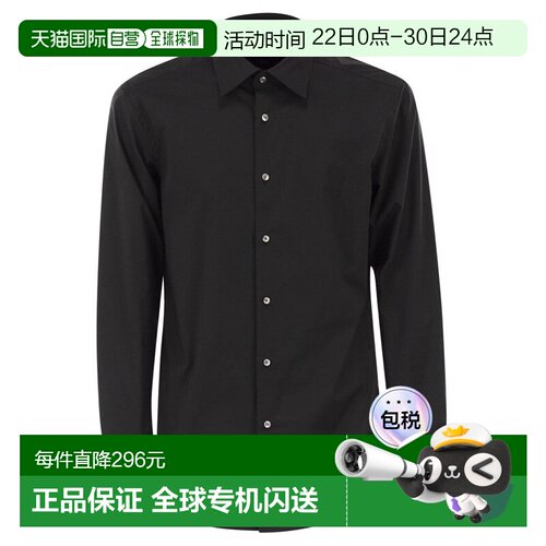 1h可退 香港直邮BOSS 波士 男士 长袖衬衫 50469345 black黑色 舒