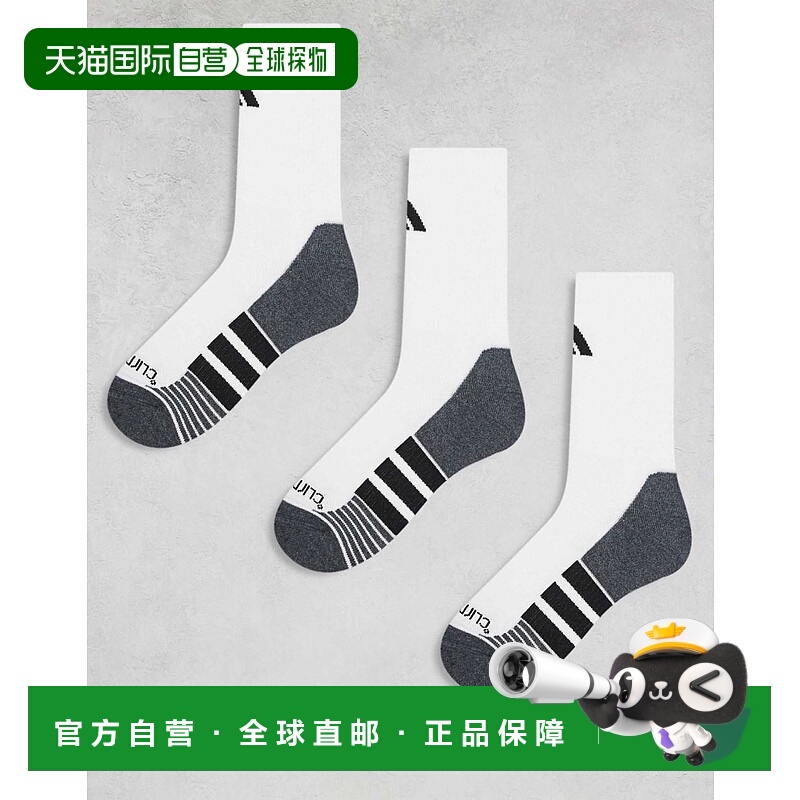 香港直邮adidas 阿迪达斯 男士 运动黑色水手袜(白色)(三件套)