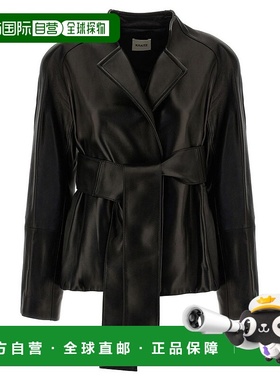香港直邮KHAITE 女士 Edith 不对称束带皮革夹克 6181937皮衣