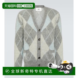 003758 香港直邮Ami Paris 男士 菱形羊毛混纺针织开衫