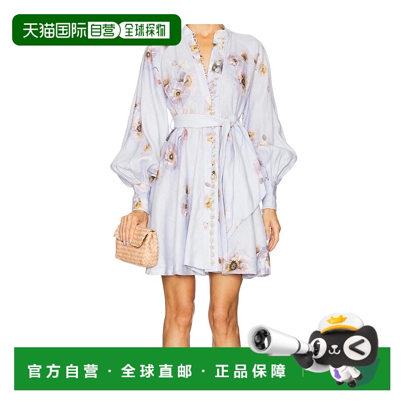 香港直邮Zimmermann 纽扣迷你连衣裙 3970DF251长袖