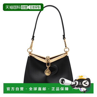1h可退 香港直邮Etro 艾特罗 女士 BLACK LEATHER VELA TOP HANDL