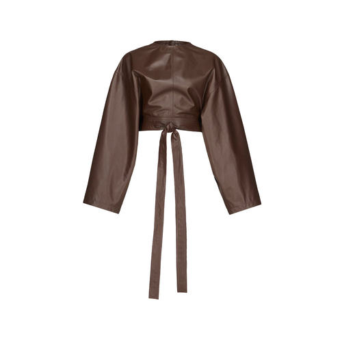 美国直邮alaia 女士 束带皮革上衣 brown棕色 舒适时尚
